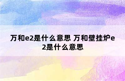 万和e2是什么意思 万和壁挂炉e2是什么意思